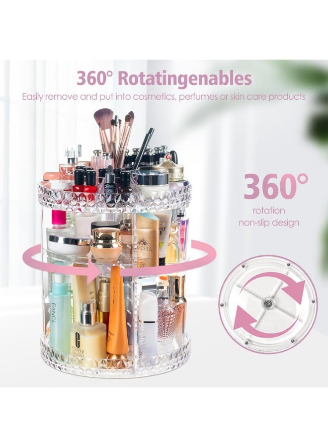 Acrylic Rotating Cosmetic Storage Case Organizer Adjustable 360 ​​Degree Rotation Large Capacity 8 Layers Fits Jewelry, Makeup Brushes, Lipsticks,Rings, Earrings, and hair accessories. Transparent design for easy viewing -  Excellent Gift for Girls on Wedding Anniversary, Birthday, Valentine's Day - Image 5