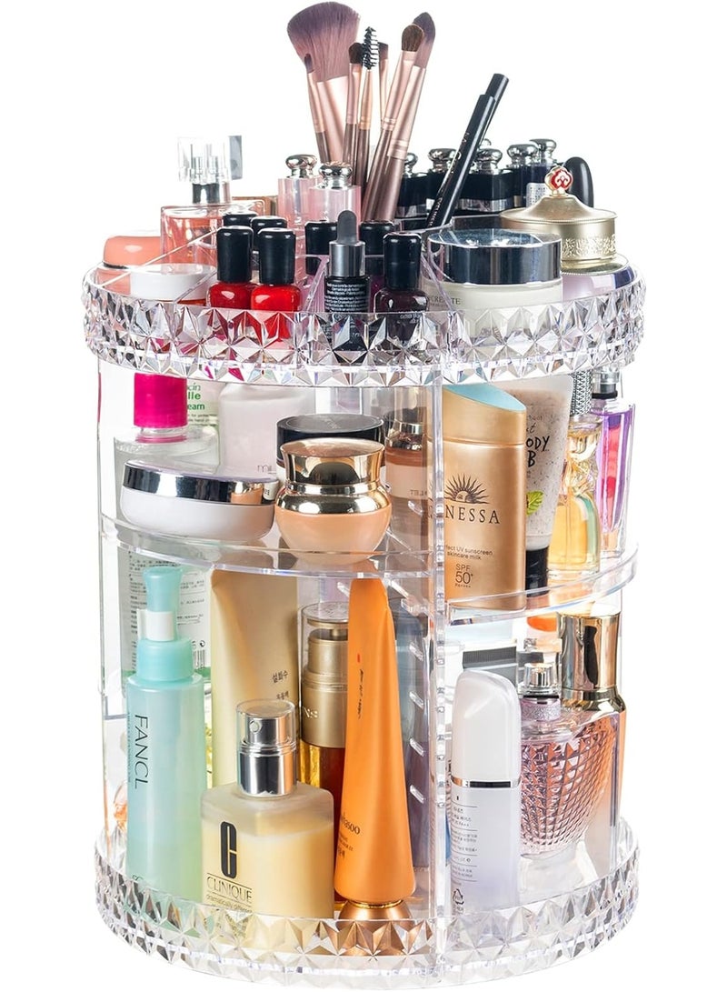 Acrylic Rotating Cosmetic Storage Case Organizer Adjustable 360 ​​Degree Rotation Large Capacity 8 Layers Fits Jewelry, Makeup Brushes, Lipsticks,Rings, Earrings, and hair accessories. Transparent design for easy viewing -  Excellent Gift for Girls on Wedding Anniversary, Birthday, Valentine's Day - Image 1