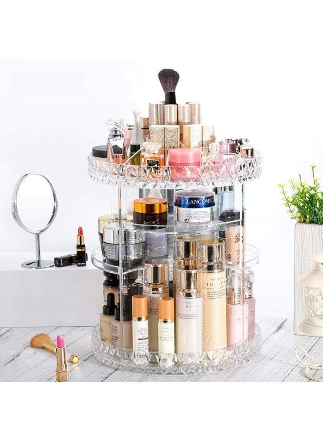Acrylic Rotating Cosmetic Storage Case Organizer Adjustable 360 ​​Degree Rotation Large Capacity 8 Layers Fits Jewelry, Makeup Brushes, Lipsticks,Rings, Earrings, and hair accessories. Transparent design for easy viewing -  Excellent Gift for Girls on Wedding Anniversary, Birthday, Valentine's Day - Image 3