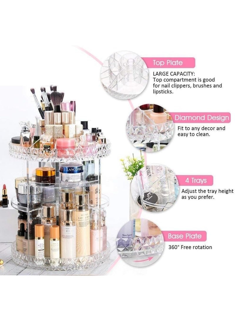 Acrylic Rotating Cosmetic Storage Case Organizer Adjustable 360 ​​Degree Rotation Large Capacity 8 Layers Fits Jewelry, Makeup Brushes, Lipsticks,Rings, Earrings, and hair accessories. Transparent design for easy viewing -  Excellent Gift for Girls on Wedding Anniversary, Birthday, Valentine's Day - Image 4