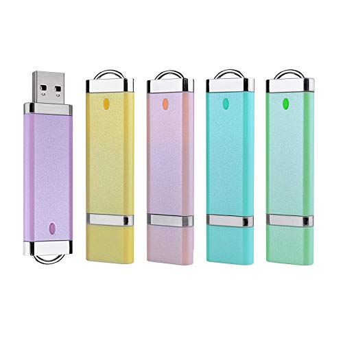 Aiibe 2GB 2G USB Flash Drive 5 Pack USB 2.0 Memory Stick Thumb Drives 2GB (5 Mixed Colors: Blue Green Yellow Pink Purple) - Image 1
