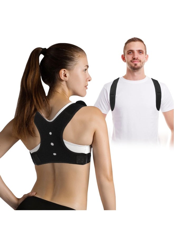 Generic Adjustable Posture Corrector for Women and Men - Breathable Upper Back Brace for Improved Posture - Back Straightener for Pain Relief in Back, Neck, Shoulder, and Clavicle - Black, Size M  - Image 1