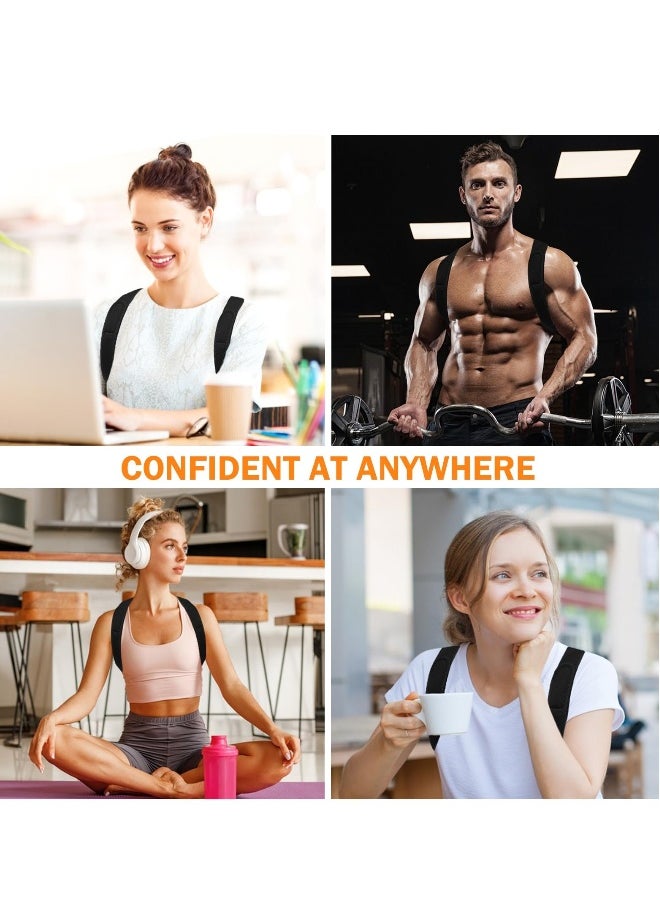 Generic Adjustable Posture Corrector for Women and Men - Breathable Upper Back Brace for Improved Posture - Back Straightener for Pain Relief in Back, Neck, Shoulder, and Clavicle - Black, Size M  - Image 2