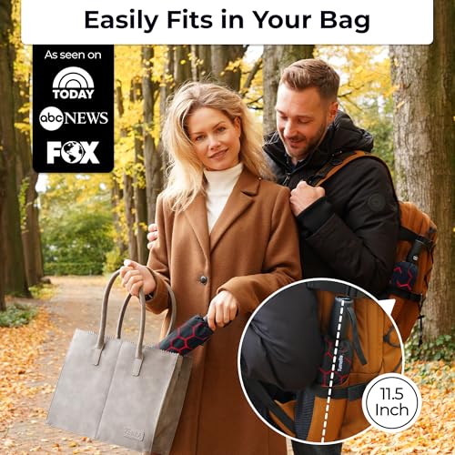 TUMELLA Strongest Windproof Travel Umbrella (Compact, Superior & Beautiful), Small Strong but Light Portable and Automatic Folding Rain Umbrella, Durable Premium Grip, Fits Car & Backpack Honeycomb - Image 2