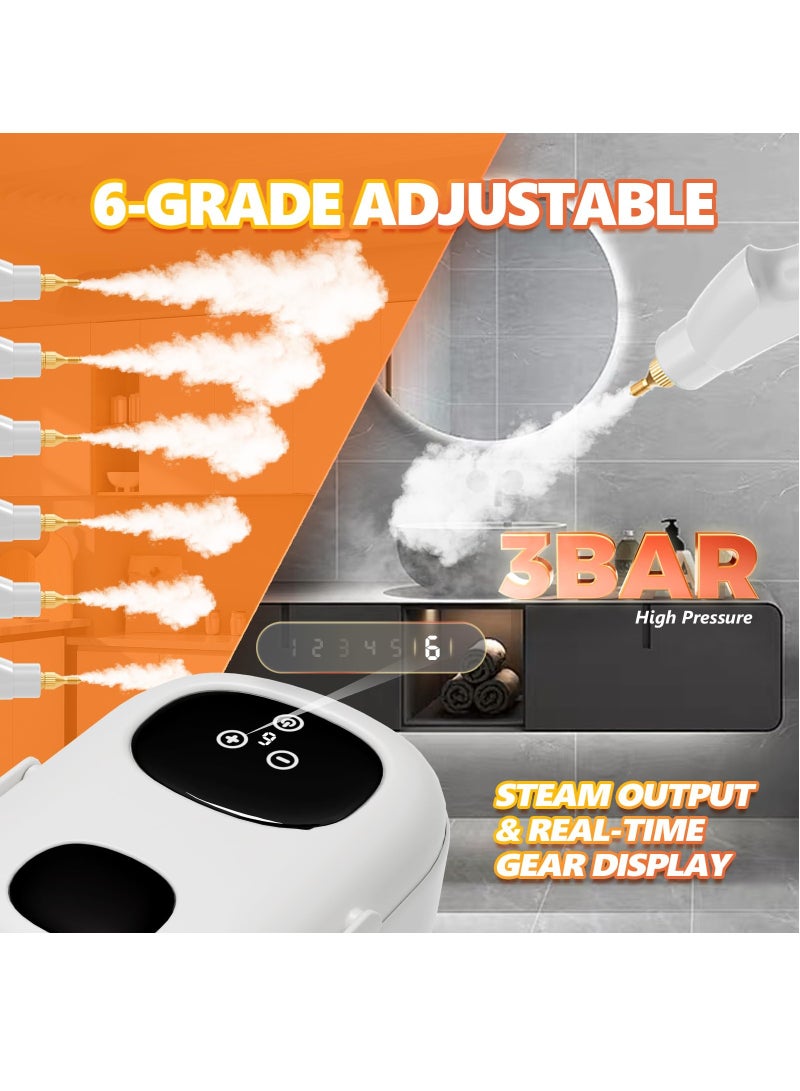 ايتي لايف منظف ​​بخاري، جهاز بخاري مضغوط بقوة ٢٥٠٠ واط للتنظيف، جهاز بخاري متعدد الاستخدامات للمنزل، منظف بخاري محمول، جهاز بخاري سريع التسخين للسيارة في ١٥ ثانية، منظف بخاري محمول للمطبخ والحمام والبلاط (أبيض) - Image 3