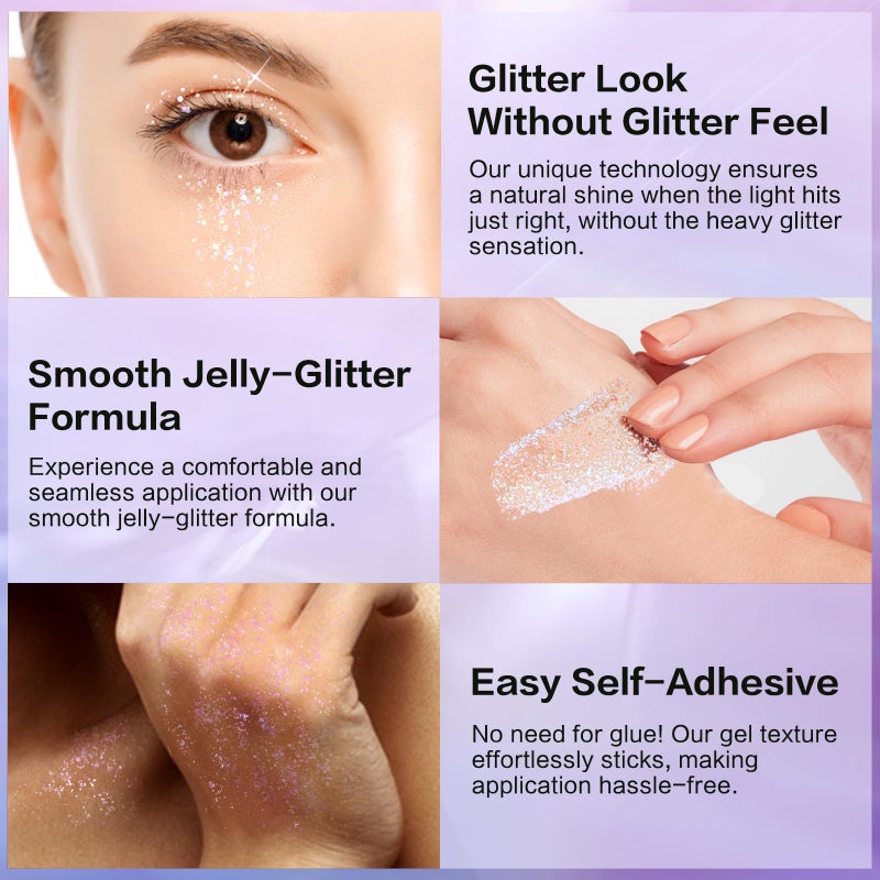 LANGMANNI Holographic Body Glitter Gel for Body, Face, Hair and Lip.Color Changing Glitter Gel Under Light. Vegan & Cruelty Free-1.35 oz (2# Sparkling Pink) - Image 5