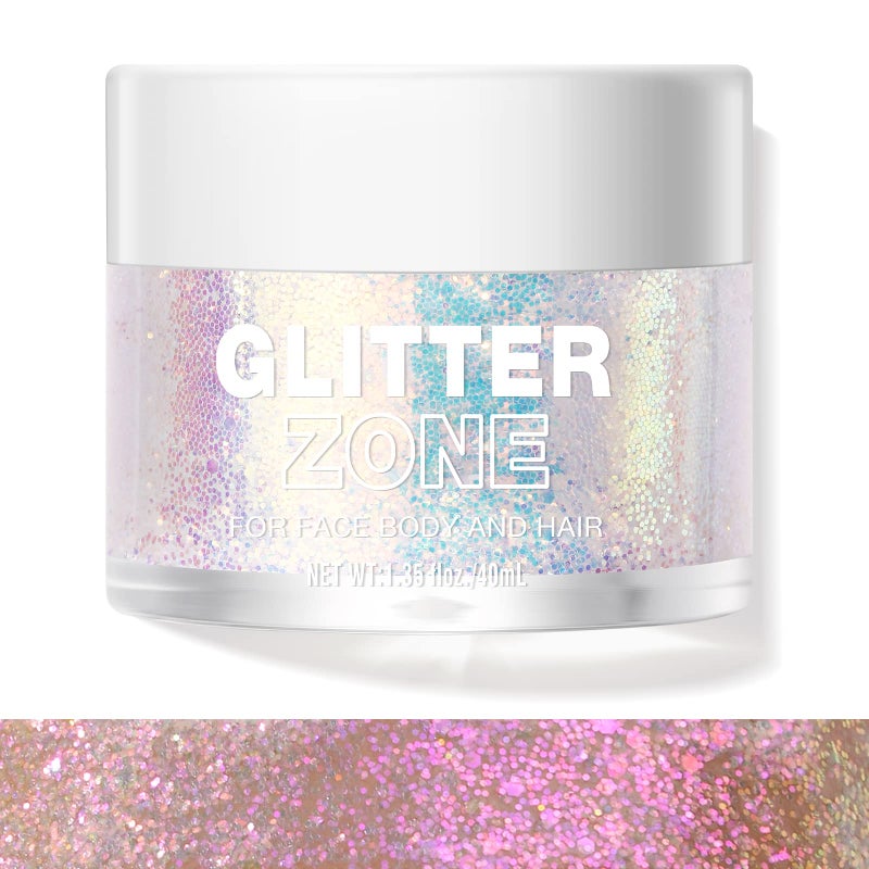 LANGMANNI Holographic Body Glitter Gel for Body, Face, Hair and Lip.Color Changing Glitter Gel Under Light. Vegan & Cruelty Free-1.35 oz (2# Sparkling Pink) - Image 2