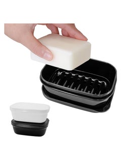 Generic Leakproof Soap Holder 1 Pack, Travel Soap Container with Lid, Travel Size Toiletries, Portable Bar Soap Holder, Soap Box, Soap Dish for Traveling, Camping, Gym, Bathroom, Black 