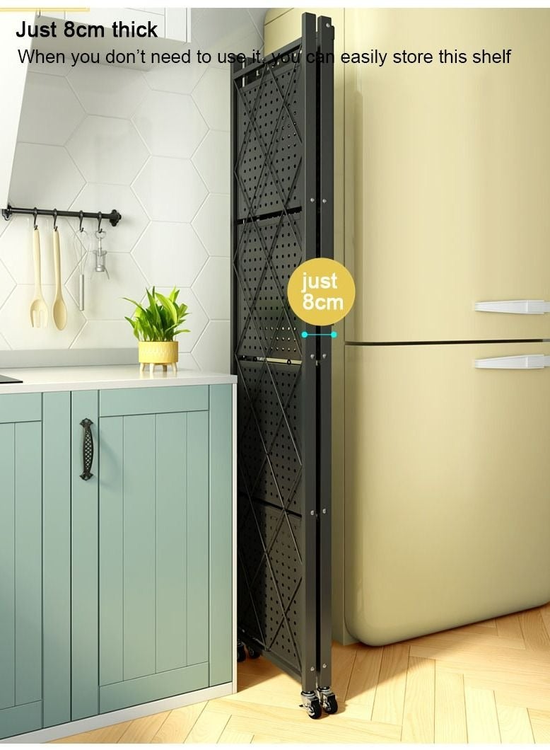 رولستيمي 3 الطبقة طوي المطبخ تخزين الرف وحدة الرف مع عجلة الأسود - Image 4