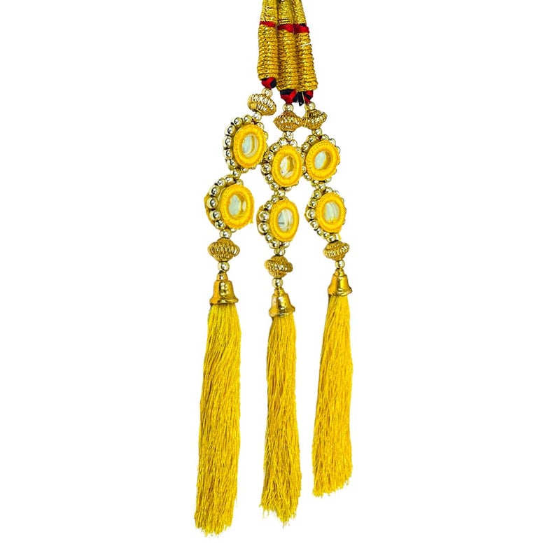 AHS Women's Long Braid Parandi Paranda Hair Accessory for Girls | Short & Long Hair Yellow Punjabi Parandi 30 Inches Ethnic - Image 3