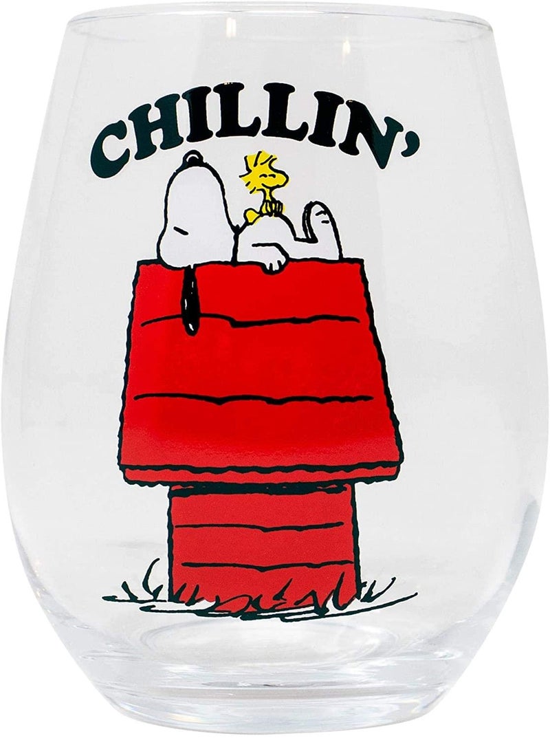 Silver Buffalo Peanuts Snoopy And Woodstock Chillin Stemless Wine Glass, 20 Ounces, 1 Count (Pack of 1) - Image 3