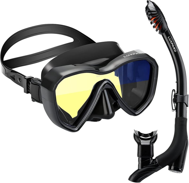 LUXPARD Snorkel Set, Anti-Fog Panoramic View Snorkel Mask and Anti-Leak Dry Snorkel Tube, Snorkeling Gear for Adults, Snorkel Kit Bag Included - Image 1