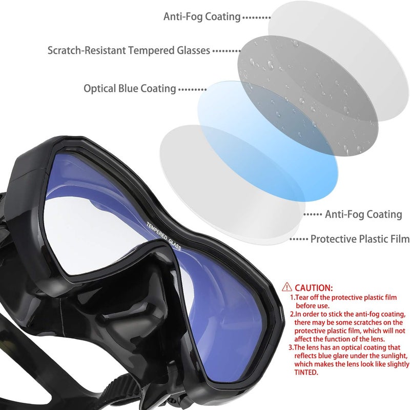 LUXPARD Snorkel Set, Anti-Fog Panoramic View Snorkel Mask and Anti-Leak Dry Snorkel Tube, Snorkeling Gear for Adults, Snorkel Kit Bag Included - Image 2