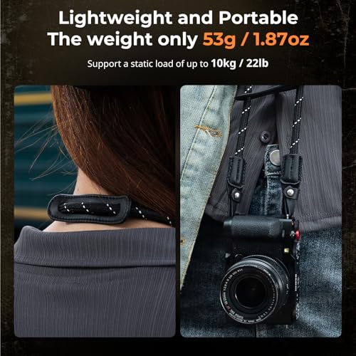 SMALLRIG Camera Neck Shoulder Strap Adjustable Braided Camera Shoulder Strap with ORing and Leather Neck Pad for DSLR or Mirrorless Camera Black 4882 - Image 3