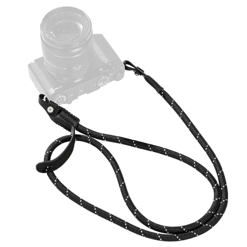 SMALLRIG Camera Neck Shoulder Strap Adjustable Braided Camera Shoulder Strap with ORing and Leather Neck Pad for DSLR or Mirrorless Camera Black 4882 - Image 1