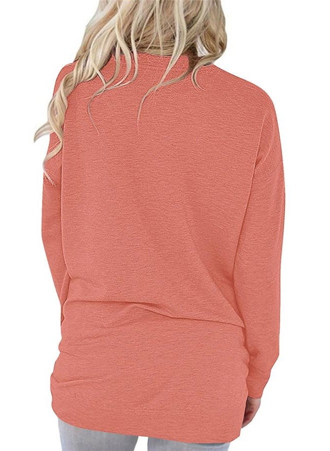 onlypuff Tunic Tops for Women Graphic Fashion Fall Tops Long Sleeve, D-sunflower Coral, S - Image 4