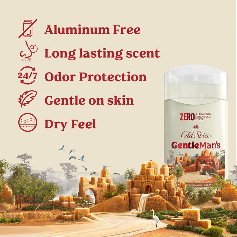Old Spice GentleMan's Aluminum Free Dry Feel Deodorant for Men, 24/7 Lasting Freshness, Gentle on Skin with Skin Conditioners, Brown Sugar + Cocoa Butter Scent, 3.0 oz - Image 2