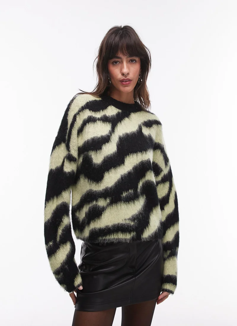 توب شوب Knitted Fluffy  Crew Neck Jumper