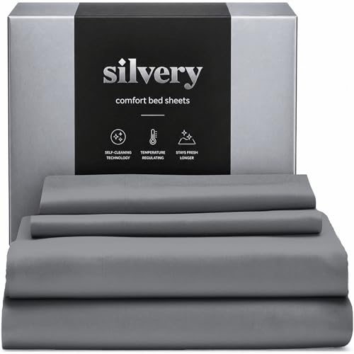 Silvery Silver Infused Bed Sheets Set - Ultra-Soft Temperature-Regulating Fabric with Self-Cleaning Technology™ that Stays Fresh 3X Longer for Hygienic Sleep - Image 1