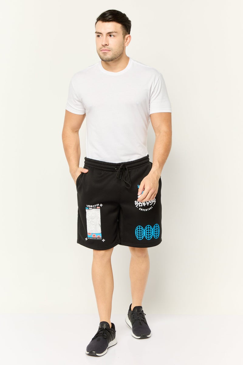 MEMBERS ONLY Men Graphic Drawstring Basic Shorts, Black - Image 2