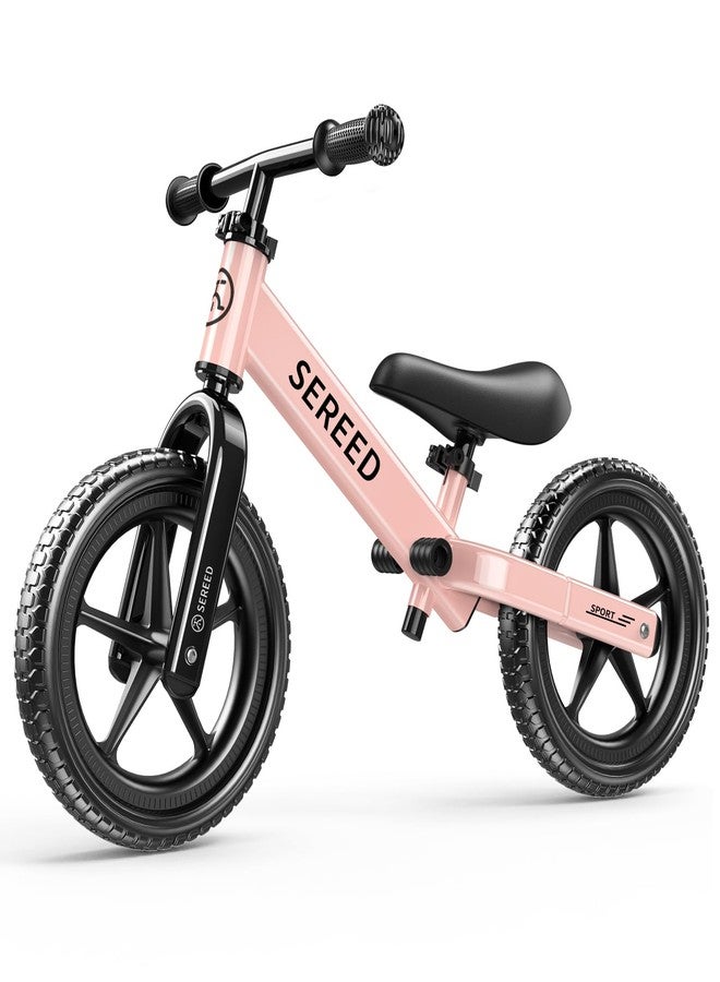 SEREED Toddler Balance Bike 2 Year Old, No Pedal Kids Toy Bike for 2-5 Years Old, Tool-Free Adjustment, Gift for 2-3 Girls, Customize Plate with 3pcs Stickers (Pink) - Image 1