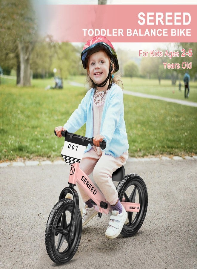 SEREED Toddler Balance Bike 2 Year Old, No Pedal Kids Toy Bike for 2-5 Years Old, Tool-Free Adjustment, Gift for 2-3 Girls, Customize Plate with 3pcs Stickers (Pink) - Image 4