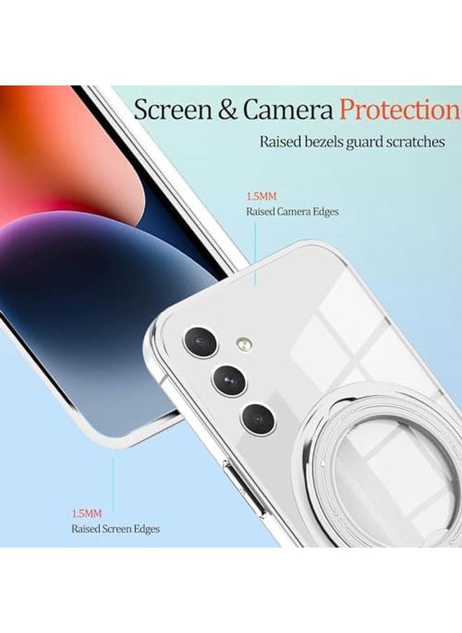 erorex Compatible With Samsung Galaxy A55 5G Case Clear Phone Cases Samsung A55 5G Silicone Cover With Kickstand Funda Accessories Shockproof Protective For Women Men Silver  - Image 4