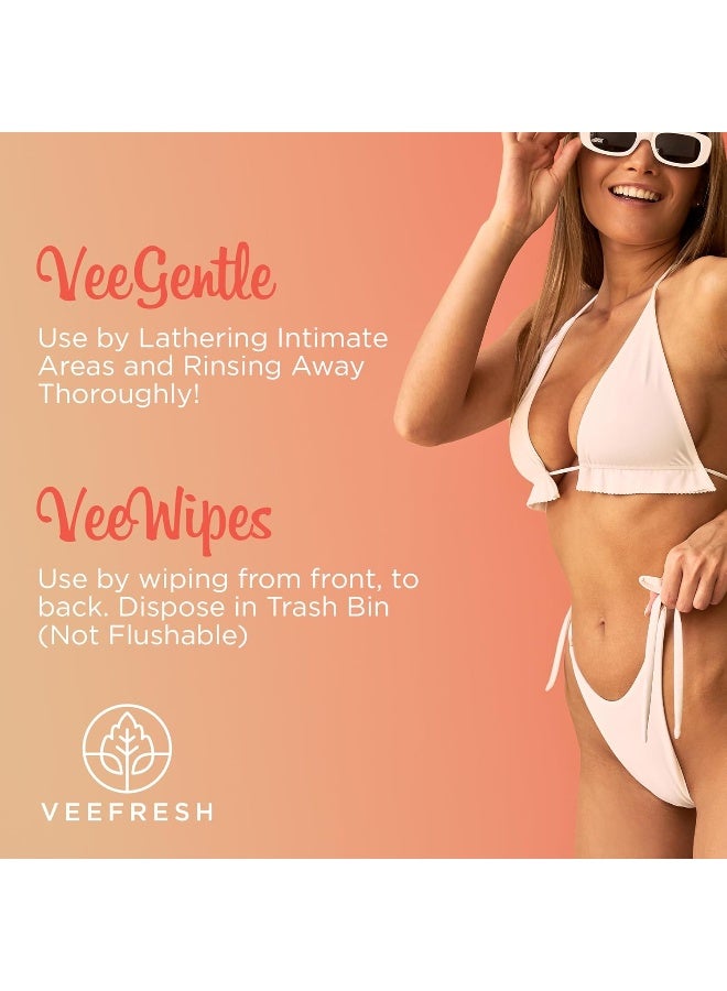 VeeFresh VeeDaily VeeGentle Intimate Wash VeeWipes ACV Sensitive Vee Bundle Apple Cider Vinegar Infused Female Wipes for Women Natural Feminine Wash for Sensitive Vees - Image 4
