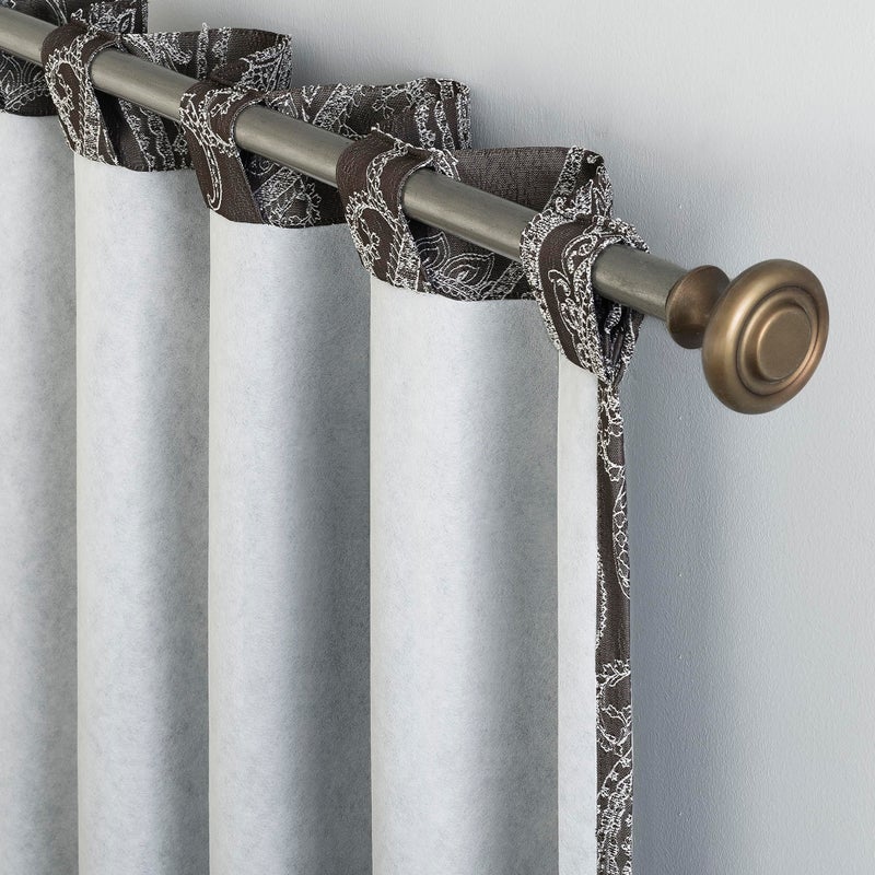 Sun Zero Pedra Paisley Embroidery 100% Total Blackout Back Tab Curtain Panel, Chocolate Brown, 40" x 84" (1 Panel) - Image 3