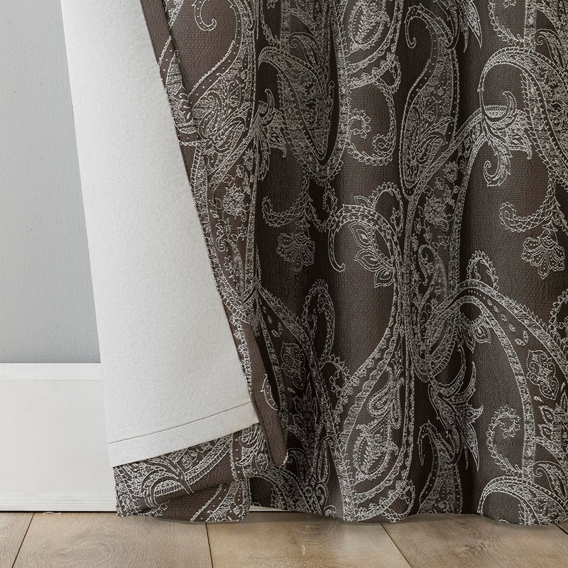 Sun Zero Pedra Paisley Embroidery 100% Total Blackout Back Tab Curtain Panel, Chocolate Brown, 40" x 84" (1 Panel) - Image 5