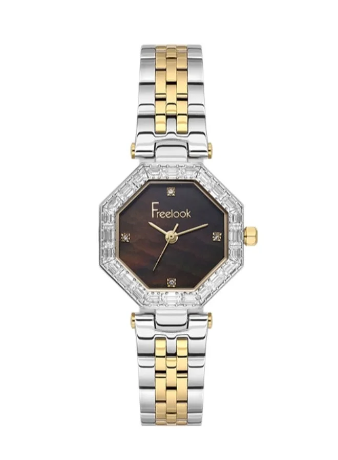 Freelook Paris Freelook - Lumiere Women's Watch | Steel Case | Stainless Steel Band | Dark Brown & Hexagonal Dial | Analog | Japanese Quartz | Mineral Glass | Premium Luxury Watch | Ideal Gift | Water Resistant 50 Meters