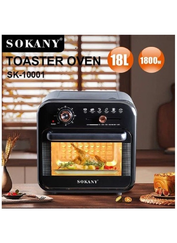 سوكاني (SK-10001)قلاية هوائية وفرن كهربائي بالشواية +تيمر -18 لتر/ 1800 واط  - Image 1
