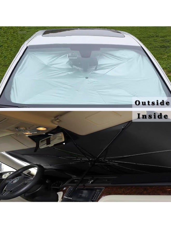 مظلة شمسية قابلة للطي للزجاج الأمامي للسيارة، عاكسة للشمس، مناسبة للسيارات السيدان المتوسطة والكبيرة، وسيارات الدفع الرباعي - Image 1