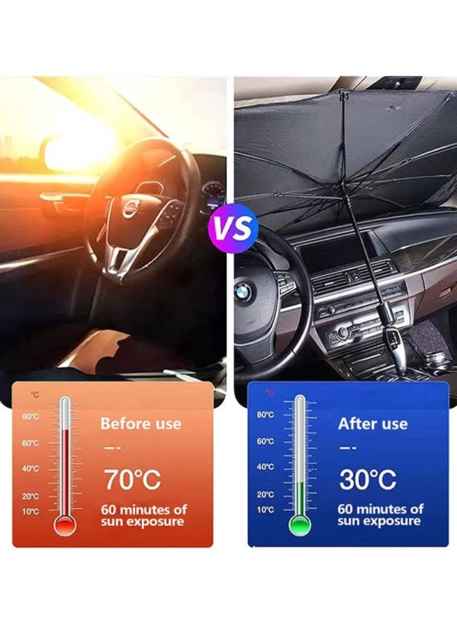 مظلة شمسية قابلة للطي للزجاج الأمامي للسيارة، عاكسة للشمس، مناسبة للسيارات السيدان المتوسطة والكبيرة، وسيارات الدفع الرباعي - Image 3
