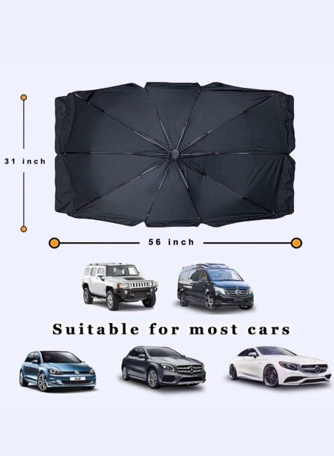مظلة شمسية قابلة للطي للزجاج الأمامي للسيارة، عاكسة للشمس، مناسبة للسيارات السيدان المتوسطة والكبيرة، وسيارات الدفع الرباعي - Image 4