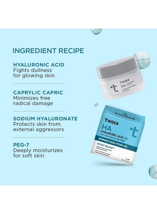 Twasa 2% Hyaluronic Acid Gel Cream 50g | Oil-Free, Non-Sticky, Light Water Gel for Fast Absorption & Intense Hydration | Long Lasting Hydration | For Dry Skin, Normal & Sensitive Skin - Image 4