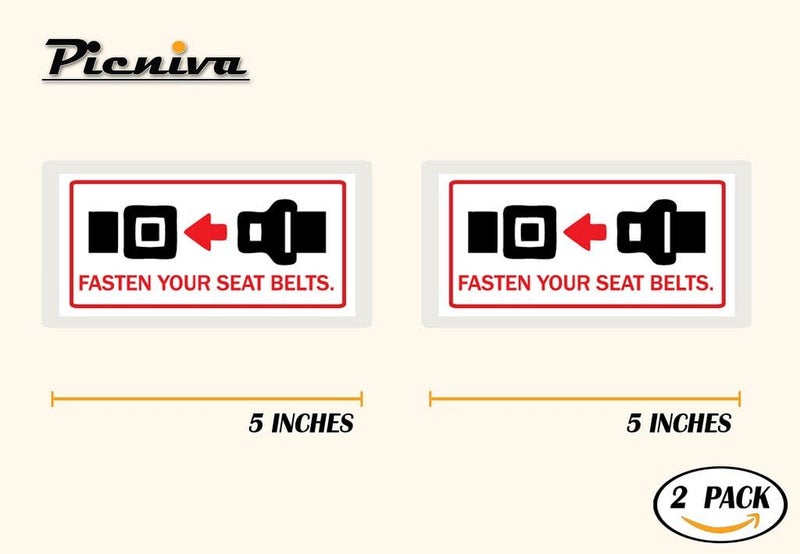 Picniva Fasten Your Seat Belts Sign Sticker Decal - Image 2