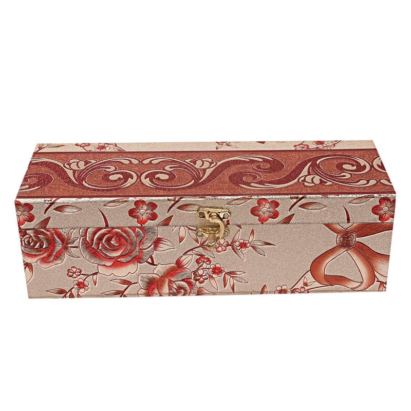 Kuber Industries Kuber Industries Multipurpose Wooden Floral Design 1 Rod Bangle Box/Organizer/Case With Swing Arm Lock (Gold)-47KM0645  - Image 4