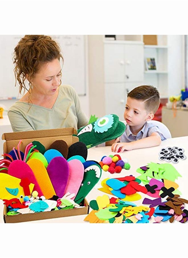 WATINC 18Pcs Hand Puppets Making Kit For Kids Art Craft Felt Sock Monster Puppet Creative Diy Make Your Own Puppets Pipe Cleaners Pompoms Storytelling Role Play Party Supplies Gift For Girls Boys  - Image 5