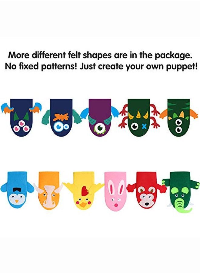 WATINC 18Pcs Hand Puppets Making Kit For Kids Art Craft Felt Sock Monster Puppet Creative Diy Make Your Own Puppets Pipe Cleaners Pompoms Storytelling Role Play Party Supplies Gift For Girls Boys  - Image 4
