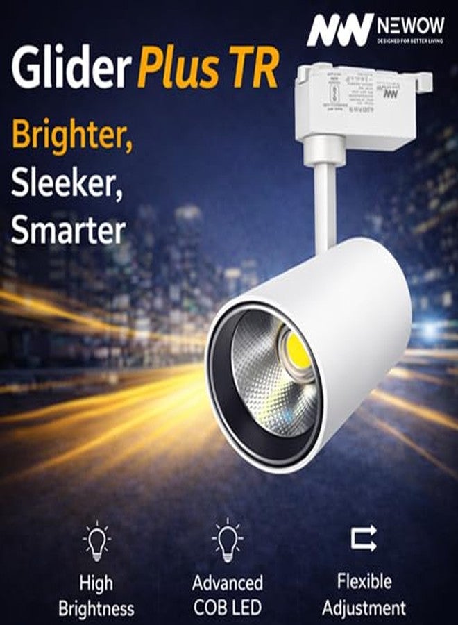 NEWOW مصباح مسار LED من نوع NEWOW NW 10W Glider Plus TR | مصباح كشاف للصور وعمود قابل للتعديل | لون الهيكل: أبيض | لون الإضاءة: أبيض دافئ (عبوة من قطعتين) - Image 2