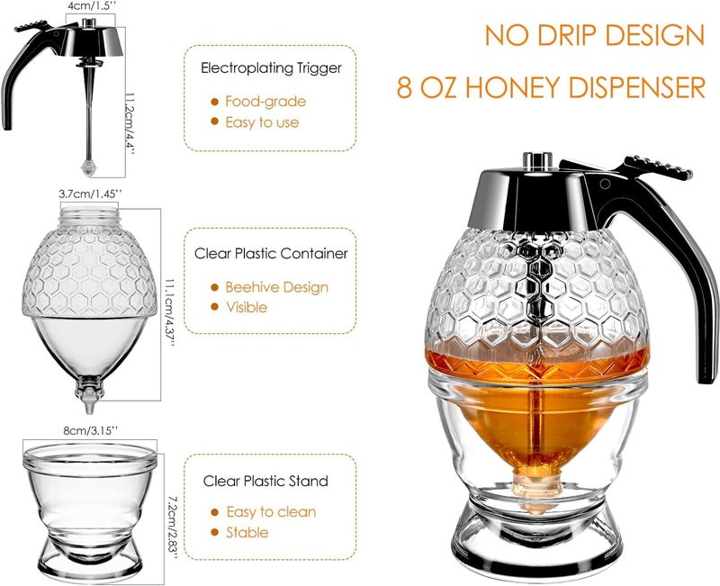 DHVYANT MART Modern Drip-Free Honey Dispenser Syrup & Sugar Jar For Efficient Serving Pot Easy To Use & Clean Mess-Free Solution Suitable For Home Kitchen-Hotel-Restaurant-Coffee Bar (1) - Image 2