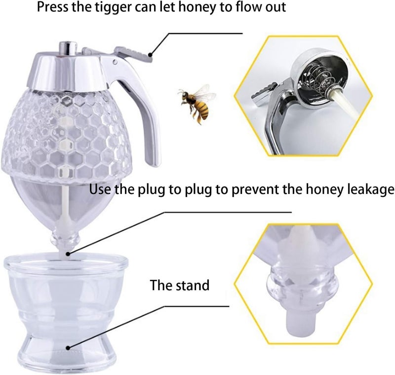 DHVYANT MART Modern Drip-Free Honey Dispenser Syrup & Sugar Jar For Efficient Serving Pot Easy To Use & Clean Mess-Free Solution Suitable For Home Kitchen-Hotel-Restaurant-Coffee Bar (1) - Image 4