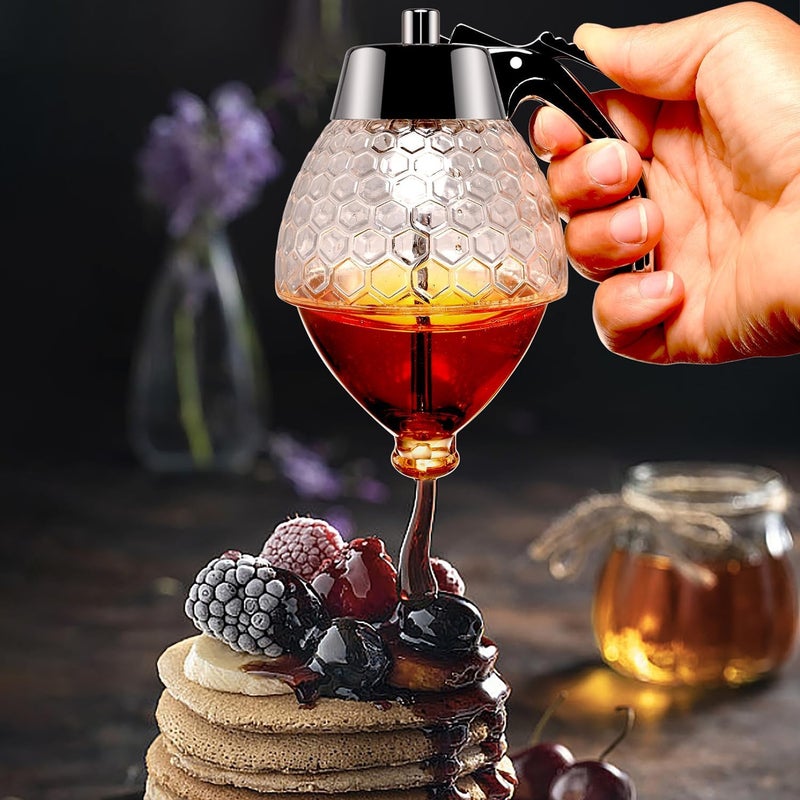 DHVYANT MART Modern Drip-Free Honey Dispenser Syrup & Sugar Jar For Efficient Serving Pot Easy To Use & Clean Mess-Free Solution Suitable For Home Kitchen-Hotel-Restaurant-Coffee Bar (1) - Image 3