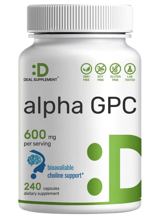 DEAL SUPPLEMENT Alpha GPC 600mg Per Serving, 240 Capsules - Bioavailable Choline Replenishment -Nootropic Brain Health Supplements for Memory and Focus - Non-GMO, Gluten Free - Image 1