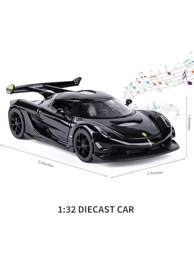 Toy Cars for 3+ Year Old Boys Jesko Car Toys with Light and Sound Diecast Metal Toy Car for Kids Ages 3-12 1/32 Collectable Super Car Model (Black) - Image 4