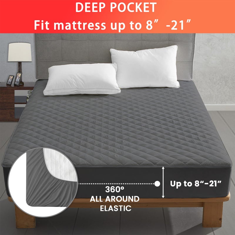 MATBEBY Heated Mattress Pad King Size, Electric Mattress Pad Cover w/Dual Control 8 Heating Settings, Bed Warmer w/ 4 Auto Shut Off Settings, UL Certified, Deep Pocket, Machine Washable, Dark Grey - Image 5