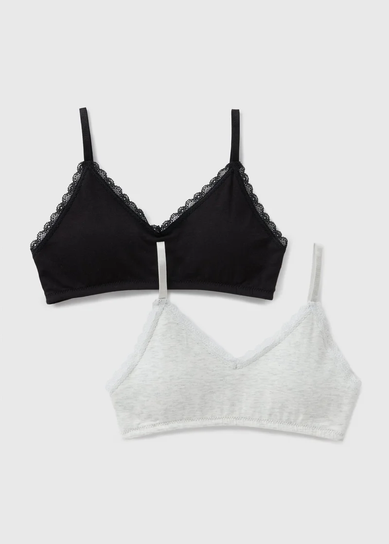 Matalan 2 Pack Girls Black & Grey Padded Crop Tops