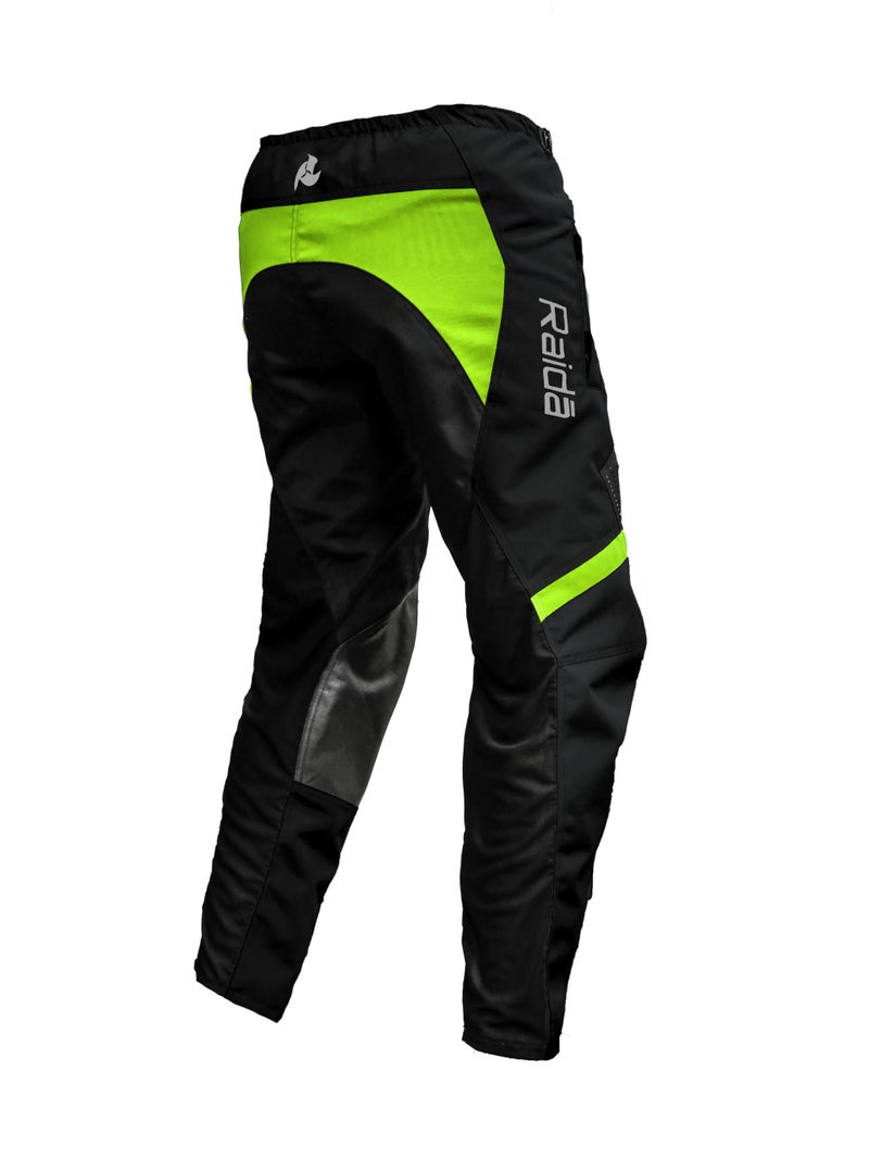 Raida Trailcraft Off-Road Pants | MX & Trail Ride | Lightweight | Abrasion-resitant Fabric | Heat Sheild Panel | (XL, Black/Hiviz) - Image 4