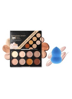 Highlighter And Contour 8 Shades Cream Concealer With Blender Puff Combo Matte Finish